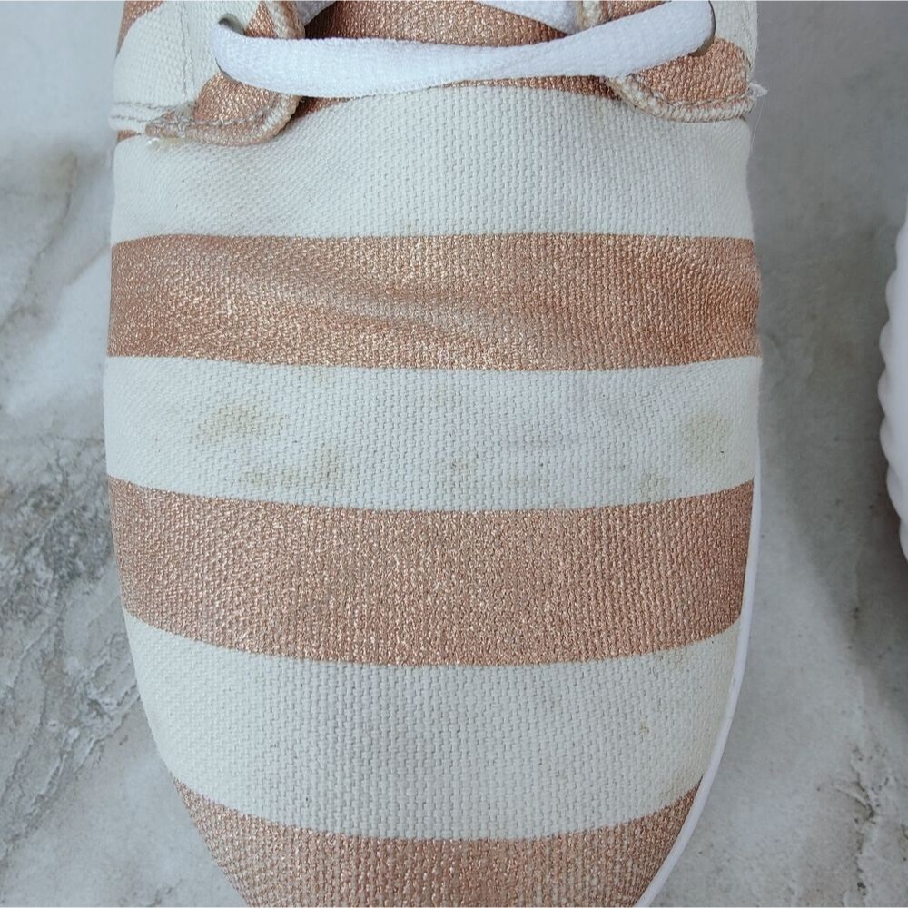 Inkkas Women's FlexAlpha Rose Gold White Striped Sneakers Tennis Shoes, Sz 9 - Picture 10 of 11